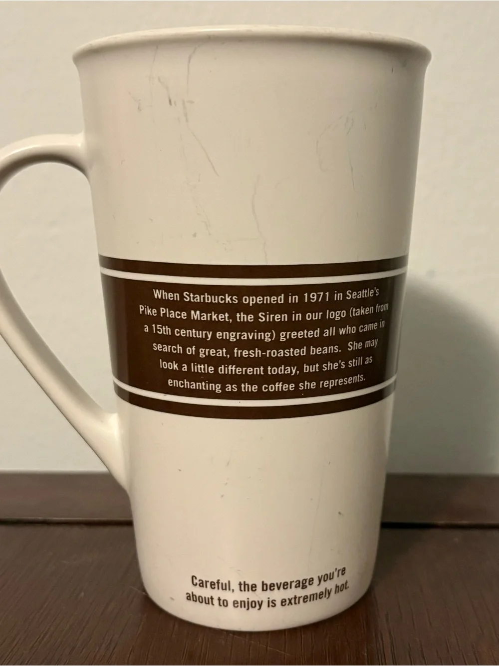 Starbucks Coffee 2008 Mug 16oz Original Siren Throwback Logo Brown & Tan